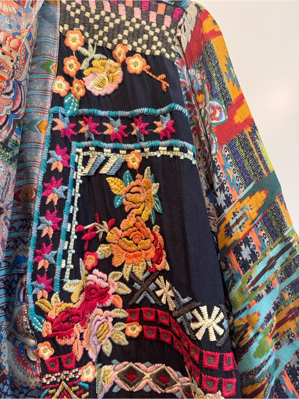 Johnny Was Aurelia Embroidered Silk Kimono Jacket - Picture 6 of 10